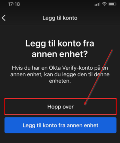 Okta verify Legg til konto fra annen enhet