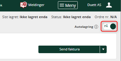 Du finner autolagrings-knappen oppe til høyre