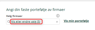 Trykk her for å endre portefølje i Handlingssenteret