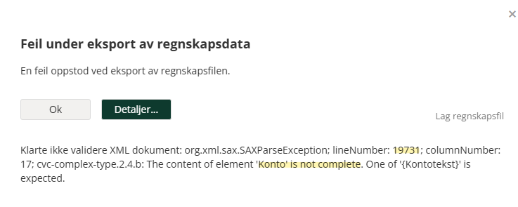 Feil med konto i fil til Dataflyt