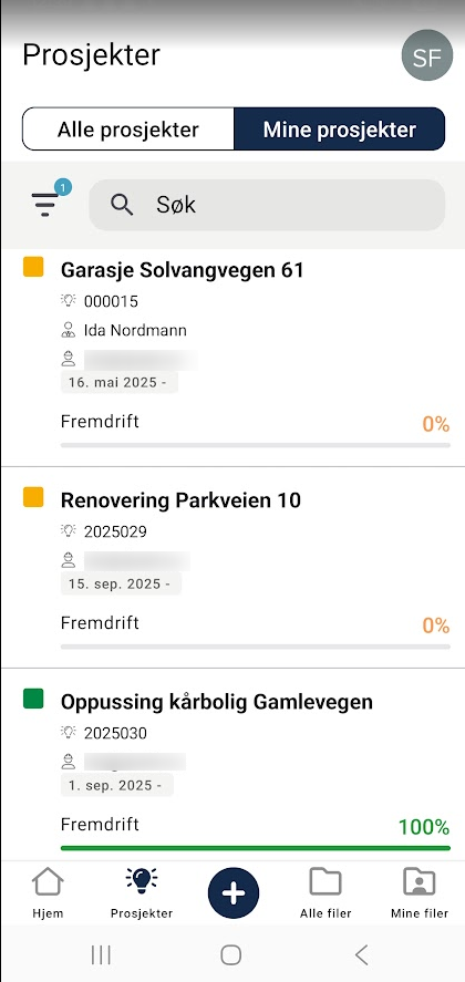 Skjermbilde fra Duett Prosjekt appen