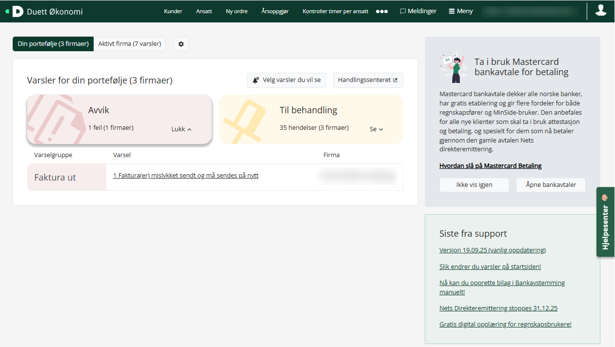Startsiden på Duett Økonomi
