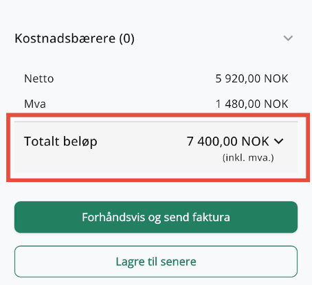 Forhåndsvis og send faktura