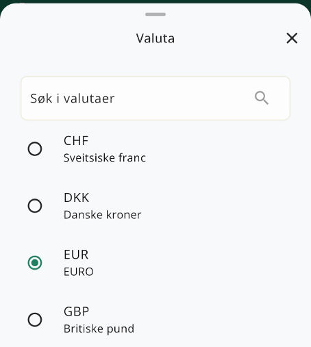 Aktuell valuta