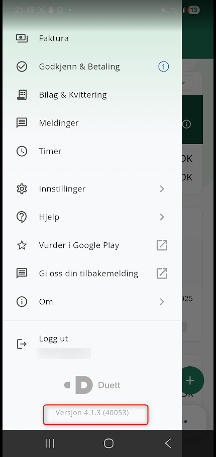 Slik ser du versjonen i duett app 2