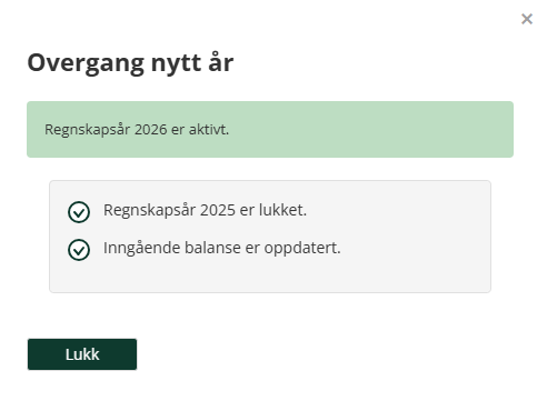 Melding etter overgang til nytt regnskapsår