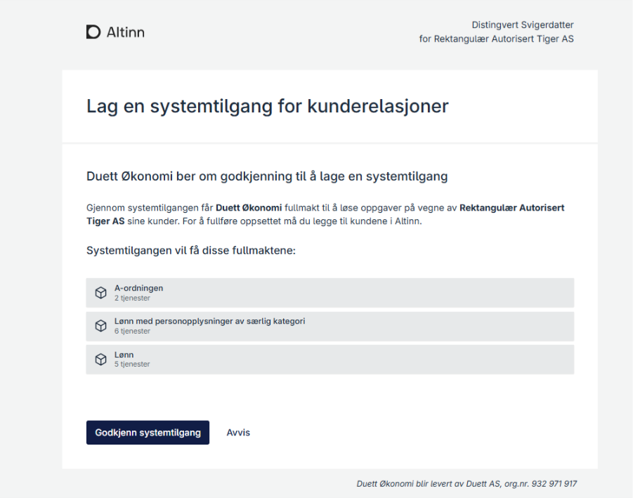 Godkjenn systemtilgang