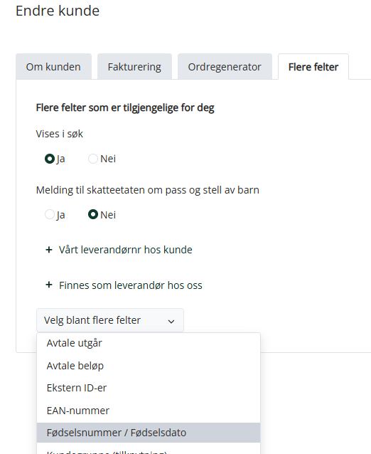 feltet for fødselsnummer/fødselsdato
