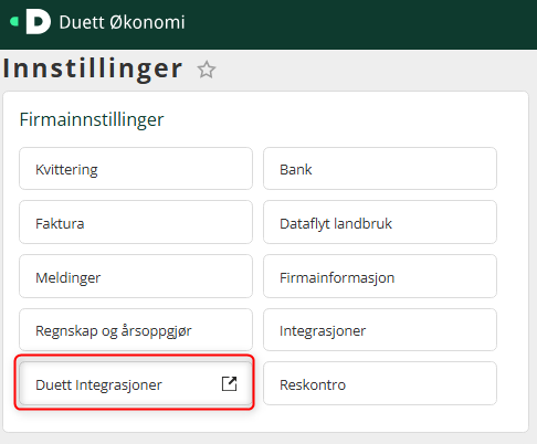 Knappen for Duett integrasjoner
