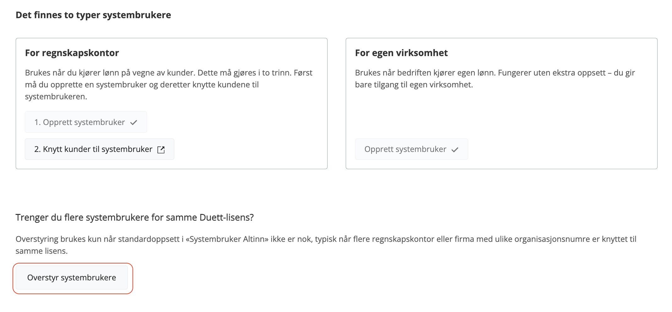 Bilde av knappen for å overstyre systembruker