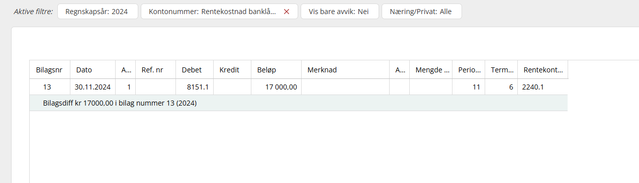 Se rentekonti i rapporten Bilagsjournal i Duett Økonomi