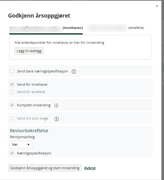 Godkjenn årsoppgjøret/send til Altinn