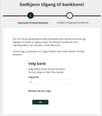 Velg banken i steg 1 i kontovelgeren.