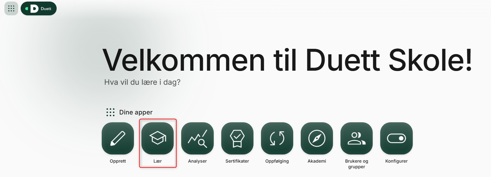Trykk på lær for å finne kurs