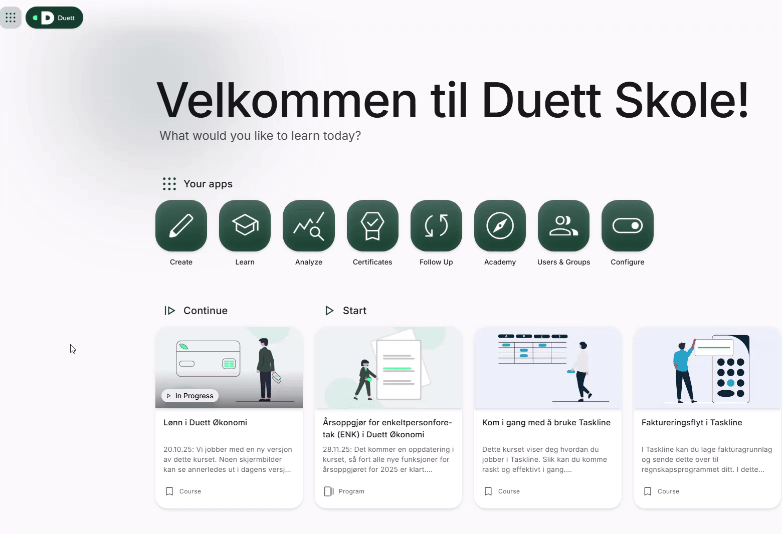hvordan endre språk i Duett Skole