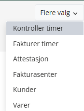 Valgene under knappen Flere valg inne på prosjekt