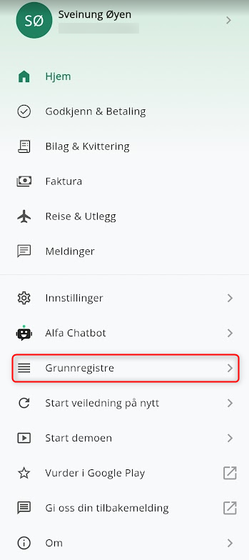 Grunnregistre i appen