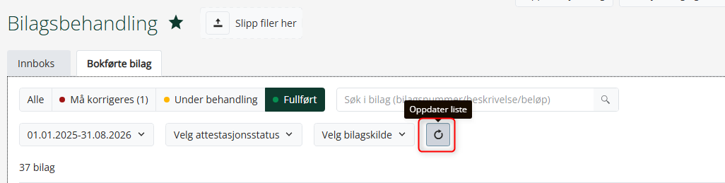 Knapp for oppdater liste